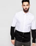 Farah Shirt With Color Block Slim Fit - White