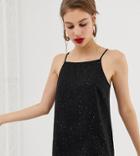 Warehouse Glitter Cami Top In Black - Black