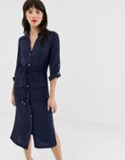 River Island Utility Shirt Dress In Navy