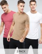 Asos 3 Pack Muscle Fit T-shirt Save - Multi