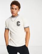 River Island Collegiate T-shirt In Beige-neutral