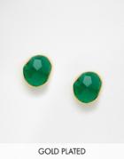 Taara Jewelry 22k Gold Plated Earrings - Green Onyx