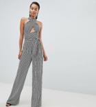 Missguided Tall Multiway Wrap Stripe Jumpsuit - Multi