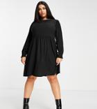 New Look Curve Long Sleeve Smock Dress In Black