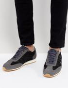 Boss Suede Color Block Sneakers In Black - Black