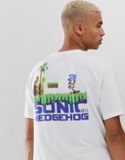 Asos Design Sonic The Hedgehog Relaxed Fit T-shirt With Chest And Back Print-white