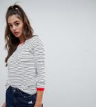 Noisy May Tall Stripe Sweatshirt With Contrast Ringer - Black