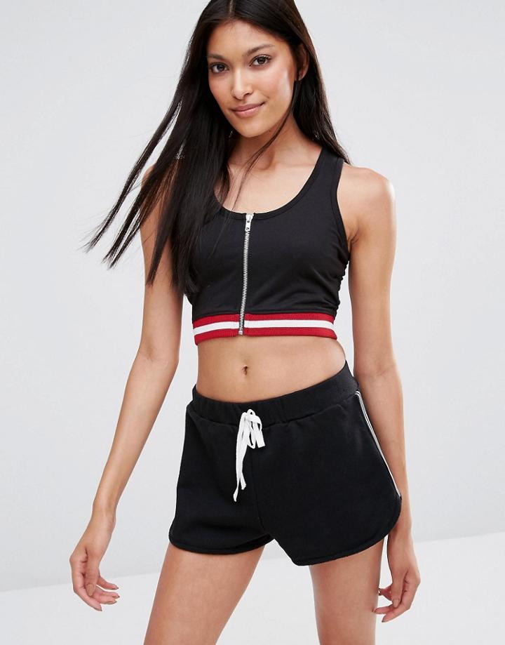 Missguided Zip Front Crop Top - Black