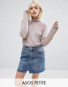 Asos Petite Sweater With Roll Neck And Rib Detail - Beige