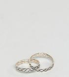 Reclaimed Vintage Inspired Entwined Textured Band Rings In Sterling Silver Exclusive To Asos - Silver