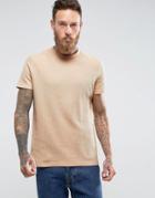 Asos T-shirt In Textured Waffle Fabric In Beige - Beige