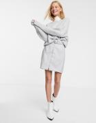 Weekday Zina Croc Print Zip Through Mini Skirt In Light Gray-grey