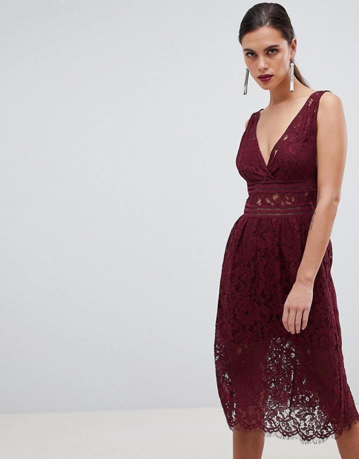 Y.a.s Lace Skater Dress - Red