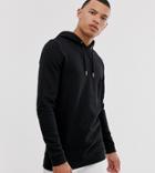 Asos Design Tall Long Line Hoodie In Black