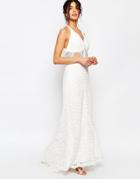 Jarlo Eden Button Front Lace Maxi Dress - Ivory