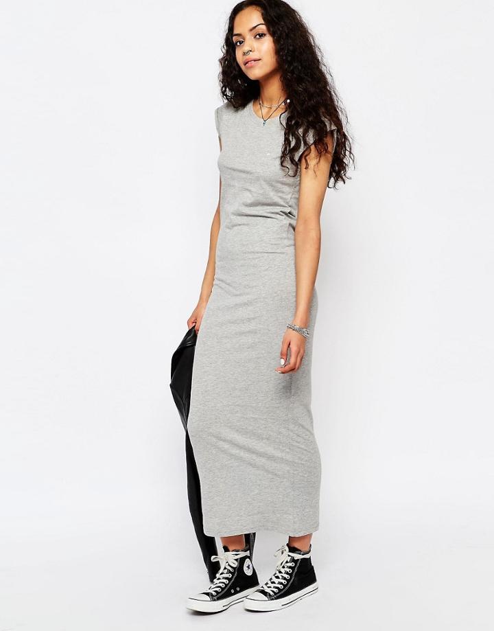 Brave Soul T-shirt Maxi Dress - Gray Marl