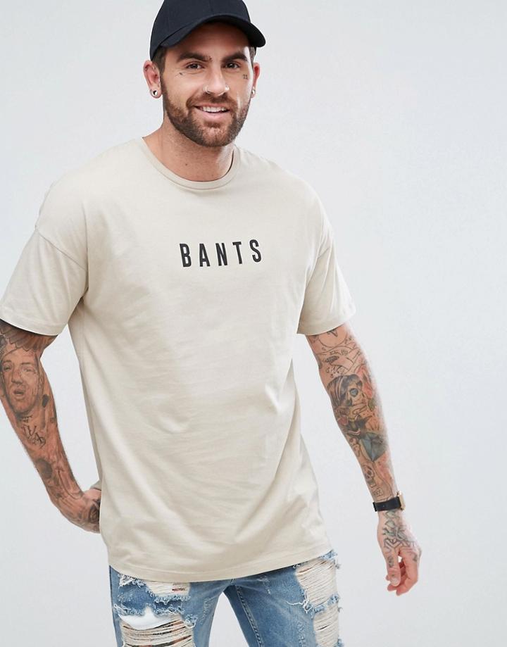 Asos Oversized T-shirt With Bants Print - Beige