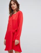 Vila Knot Wrap Front Dress - Red