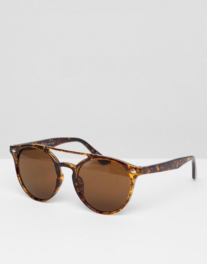 7x Round Sunglasses In Brown - Brown