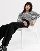 Weekday Striped Long Sleeve Tee In Black And White - Black