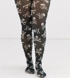 Asos Design Curve Halloween Skull And Crossbone Tights-multi