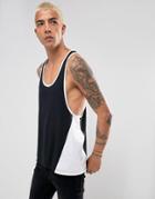 Asos Tank With Extreme Racer Back And Contrast Panels - Black