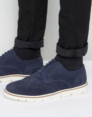 Frank Wright Brogues Navy Suede - Blue