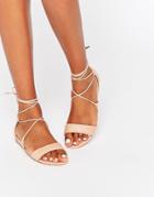 Aldo Brena Nude Ghillie Leather Wedge Sandal - Light Pink