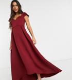 True Violet Cap Sleeve Sweetheart Prom Midaxi Dress In Plum-purple