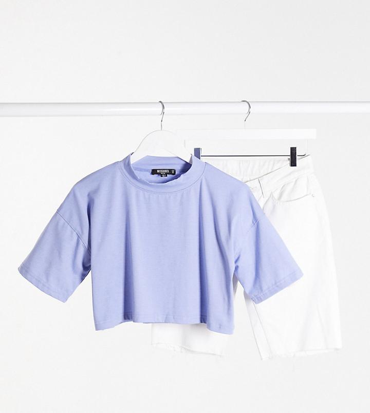 Missguided Petite Two-piece Crop T-shirt In Blue-blues