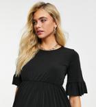 Flounce Maternity Casual Smock Top In Black