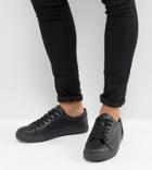 Asos Design Wide Fit Lace Up Sneakers In Black - Black