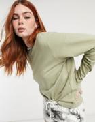Asos Design Ultimate Organic Cotton Sweatshirt In Olive-green