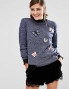 Willow And Paige Jumper With Butterfly Patches - Blue