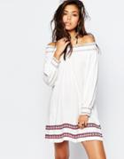 Asos Knitted Swing Dress With Embroidered Detail - Multi