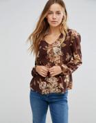 Vero Moda Juliet Floral Sheer Blouse In Red - Red