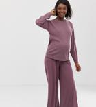 Asos Design Maternity Lounge Ribbed Wide Leg Pants - Pink