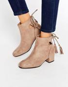 Truffle Collection Luan Tie Back Kitten Heel Boots - Beige