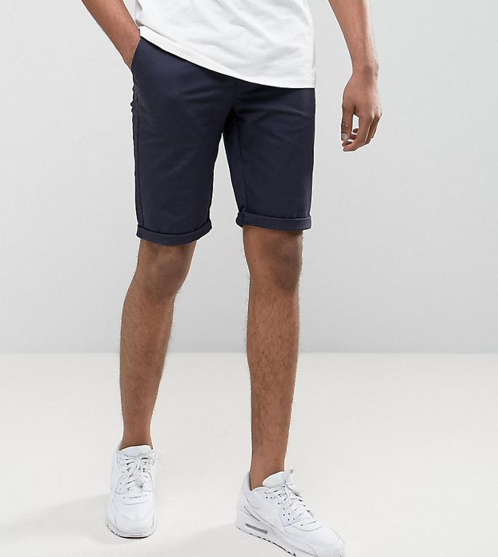 Asos Tall Chino Skinny Shorts In Navy