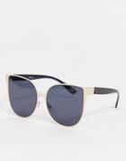 Jeepers Peepers Silver Frame Oversized Cat Eye - Black