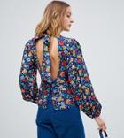 Reclaimed Vintage Inspired High Neck Blouse In Floral Print - Multi