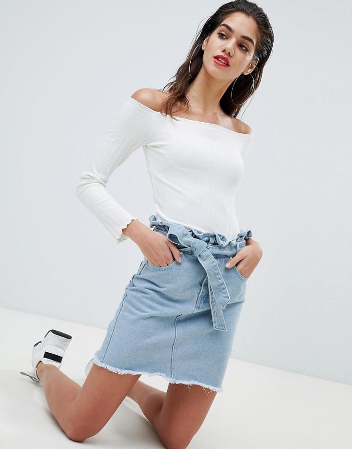 Missguided Tie Waist Denim Mini Skirt - Blue