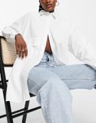 Dr Denim Long Sleeved Oversized Shirt In White
