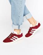 Adidas Originals Burgandy Suede Gazelle Trainers - Red