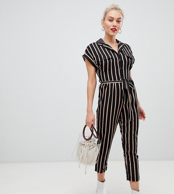 New Look Petite Utility Pocket Jumpsuit In Black - Navy