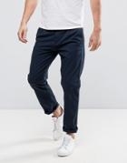 Sisley Chinos In Relaxed Fit With Stripe Texture - Navy
