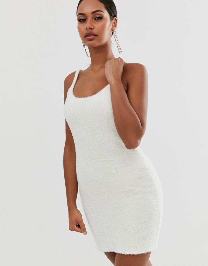 Asos Design Fluffy Knit Cami Dress - Cream