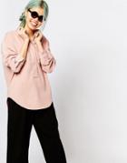 Zacro Blouse With Pleat Back And Hidden Button - Pink