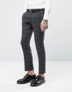 Noose & Monkey Super Skinny Suit Pants In Brushed Check - Gray