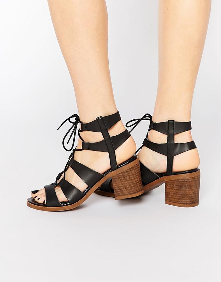 New Look Ghillie Block Heel Sandal - Black
